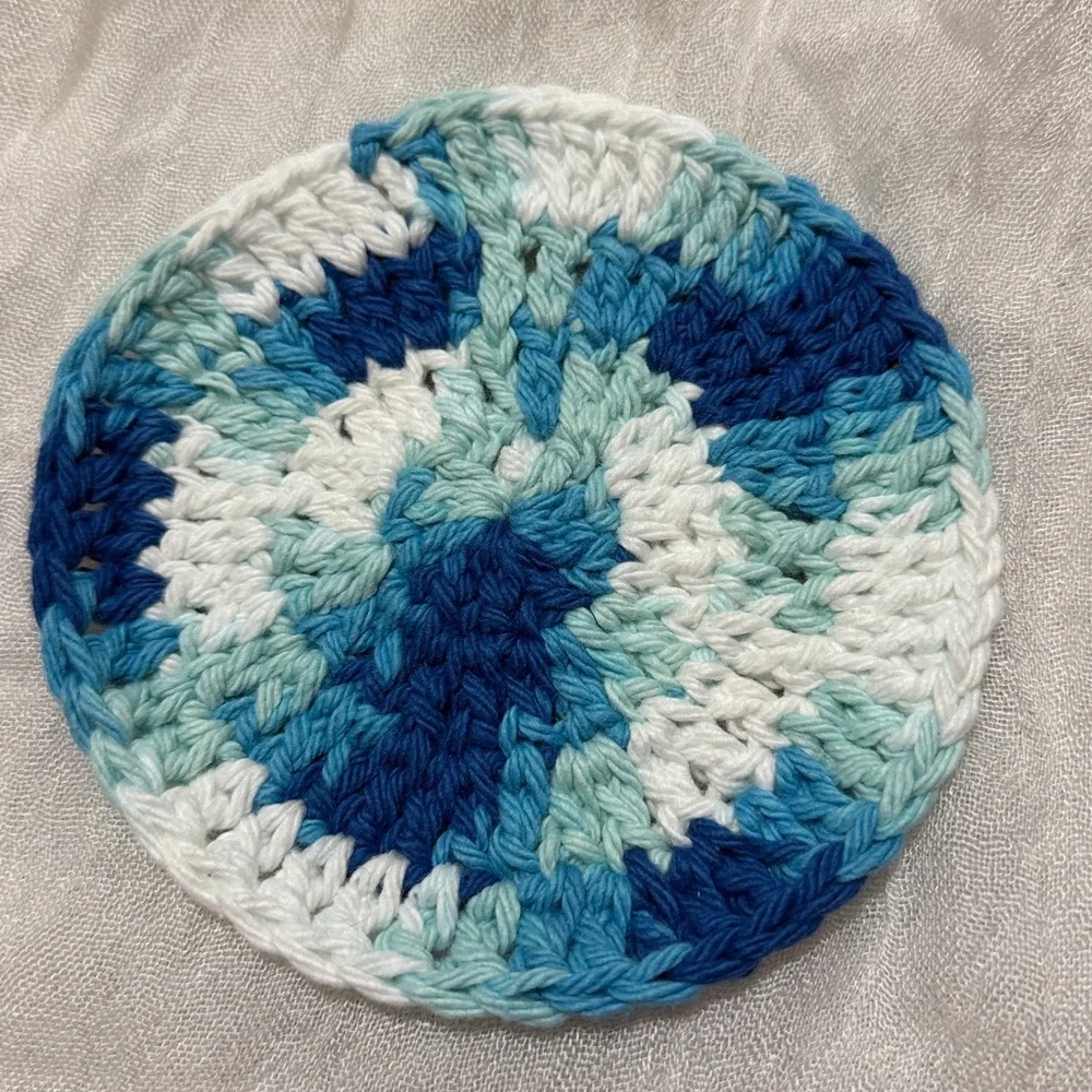 Blue and White Crochet Coasters
